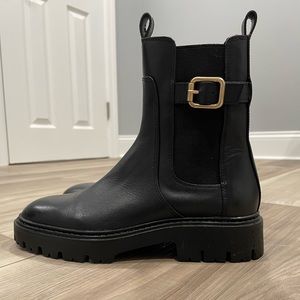 Zara leather ankle boots with buckle